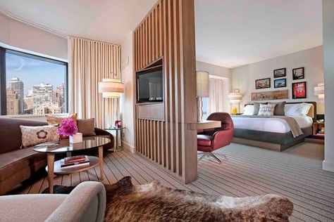 King Suite guest room Hotel Suite Bedroom, Tv Feature Wall, Hotel Bedroom Design, Modern Hotel Room, Hotel Room Interior, Suite Bedroom, Suite Room, Interior Hotel, Estate Interior