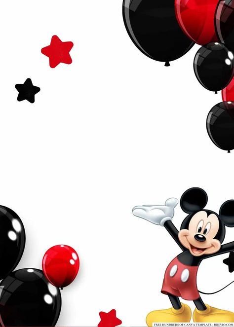 Throwing The Perfect Mickey Mouse Birthday Bash: Tips And FREE Invitations - Drevio : Free And Printable Custom Invitation Templates Mickey Mouse Background Birthday, Mickey Mouse Birthday Invitations 2nd, Mickey Mouse Invitations 1st Birthday, Mickey Mouse Invitation Template, Free Mickey Mouse Printables, Birthday Poster Diy, Minnie Invitations, Mickey Mouse Party Favors, Birthday Card Background