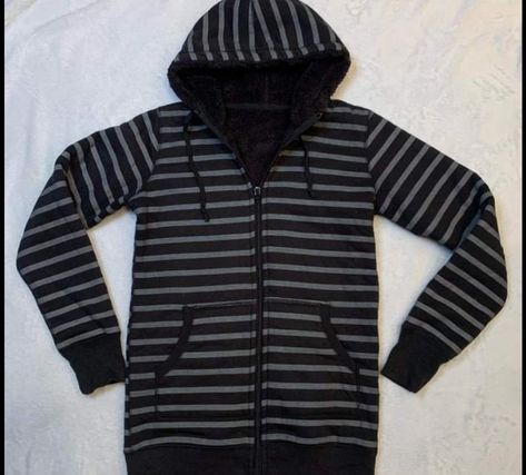 Grunge Zip Up Hoodie, Emo Hoodie, Striped Sweatshirts, Striped Jacket, Striped Hoodie, Cozy Outfit, 2000s Fashion, Zip Up Hoodie, Zip Sweatshirt