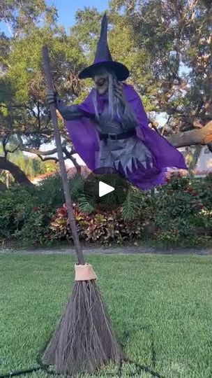 🔥Hot Sale-12 ft. Flying Witch | 💥We love being "that house" when it comes to holiday decorating😎This Flying Witch definitely the best addition to Halloween.😍So many people stop and take... | By HervnsFacebook Flying Witch Decoration, Flying Witch Diy, Diy Flying Witch, Witches Yard Decorations, Flying Decorations, Flying Witch Halloween, Flying Witch, Witch Decor, Xmas Ideas