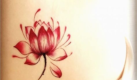 I Will Tattoo, Red Lotus Tattoo, Watercolor Lotus Tattoo, Back Shoulder Tattoo, Will Tattoo, Tattoos For Ladies, Grace Tattoos, Lotus Flower Tattoo Design, Watercolor Lotus