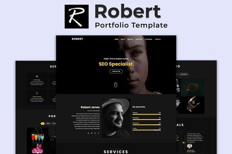 Robert - Portfolio HTML Template Portfolio Presentation, Seo Specialist, Web Themes, Html Templates, Portfolio Templates, Web Template, Wedding Invitation Templates, Invitation Template, Presentation