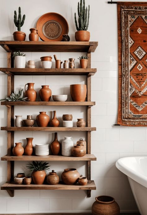 27 Unbelievable Boho Bathroom Inspirations for Your Home Makeover - Drop By My Home Desert Bathroom Decor, Country Boho Home, Desert Aesthetic Decor, Boho Desert Decor, Western Boho Bathroom, Desert Chic Decor, Western Boho Decor, Southwestern Bathroom, Earthy Homes