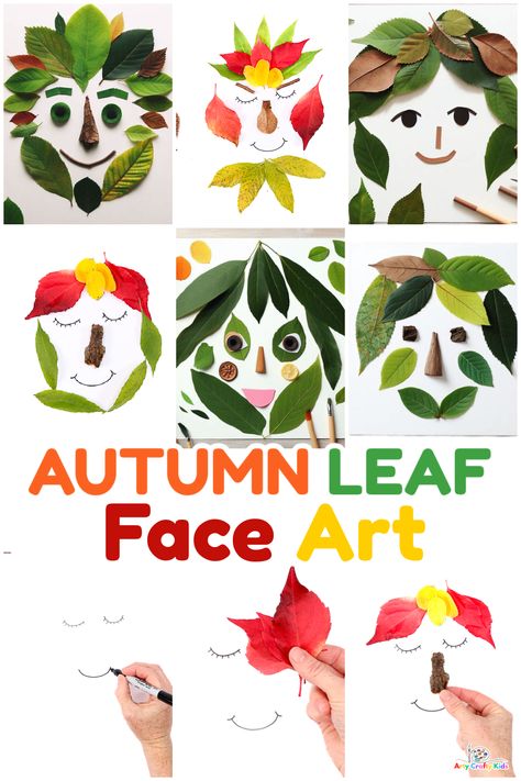 Fall Leaf Face Craft - Arty Crafty Kids Leaves Collage, Leaf Craft, Autumn Leaves Craft, Leaf Collage, Leaf Projects, Autumn Leaves Art, Fall Art Projects, Collage Diy, Easy Fall Crafts