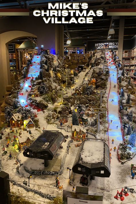 Lemax Christmas Village Display 2021 @ Intratuin Duiven. Watch the full video on YouTube. Christmas Village Ski Slope, Christmas Train Village, Christmas Village Display Ideas Layout, Winter Miniature, Lemax Christmas Village Display, Whimsical Crafts, 3d Typography Design, Miniature Buildings, Tree Village