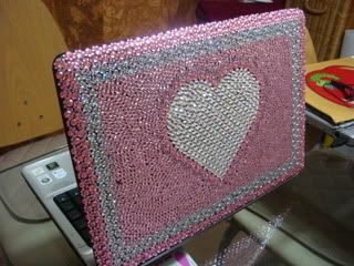 Ive decided to bedazzle my laptop Bedazzled Laptop, Decorated Flip Phone 2000s, Bedazzled Macbook Case, Bling Macbook Case, Rhinestone Macbook Case, Y2k Pink Aesthetic, Laptop Decoration, Bling Ideas, Bling Bags