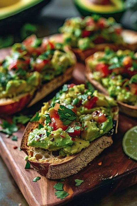 Best & Delicious Homemade Recipes | Smashed Avocado Bruschetta 🥑🍞 | Facebook Smashed Avocado Bruschetta, Avocado Tartine, Breakfast Ideas Avocado, Smashed Avocado Toast, Avocado Bruschetta, Bruschetta Recept, Baguette Recipe, Classic Appetizers, Avocado Breakfast