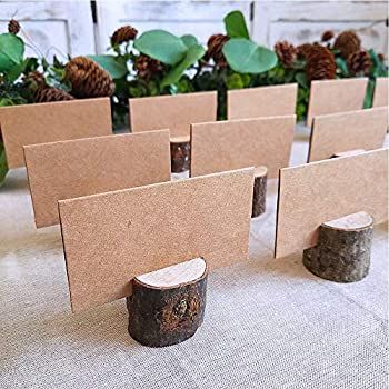 Place Card Holders, Rustic Real Wood with Wooden Bark Table Card Holder, Number Photo Stand Place Name Memo Card Holder for Wedding Party (30 Holders+30 Kraft Paper) : Amazon.co.uk: Home & Kitchen Outdoor Graduation Party Decorations, Rustic Place Card Holders, Wooden Place Card Holders, Wood Place Card Holders, Dinner Table Centerpieces, Greenery Flowers, Outdoor Graduation Parties, Wood Stumps, Natural Wood Table