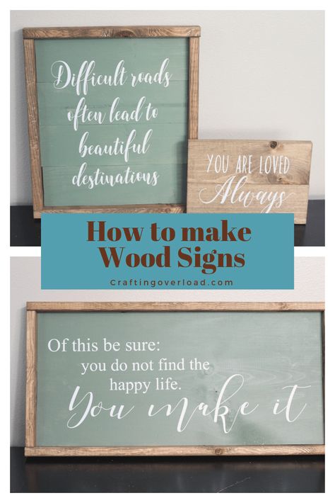 Wood Sign Tutorial Step-by-step - Crafting With Brenna Into The Woods Quotes, Distressed Wood Signs, Wooden Signs Diy, How To Make Signs, How To Make Stencils, Word Signs, Diy Wood Signs, Handmade Sign, Rustic Frames