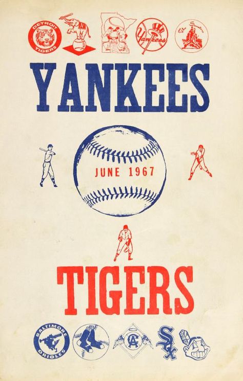 "THIS DOES NOT COME FRAMED. Want this printed on wrapped canvas? Message us for a quote! This amazing piece is an enlarged replica of a June 1967 NEW YORK YANKEES program vs. Detroit Tigers! If you love baseball, this is for you! We use professional grade, thick (235 gram), 100 year archival quality canvas paper, with a robust gamut range (see description below). PLEASE READ ALL BELOW BEFORE ORDERING - Thank You D I S C L A I M E R Our prints are reproductions of original programs, score cards, Vintage Sports Posters, Vintage Baseball Aesthetic, Yankees Poster, Baseball Project, Baseball Painting, Preppy Prints, Baseball Crafts, Baseball Vintage, Retro Baseball