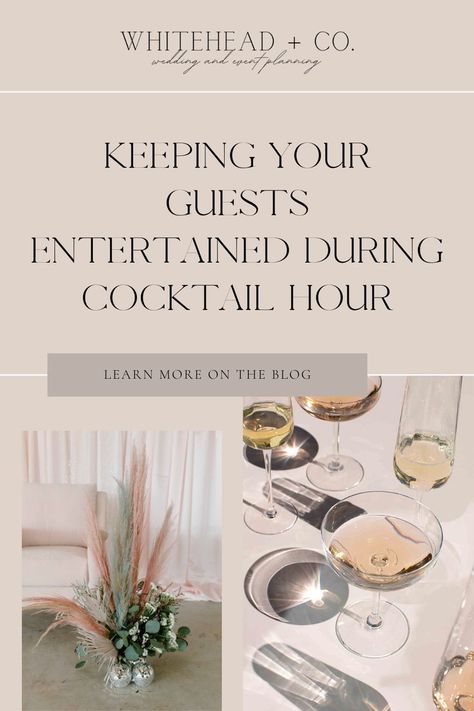 We have collected some ideas that will help you plan the perfect cocktail hour that is sure to keep your guests entertained and enjoying every moment. Cocktail Hour Without Alcohol, Cocktail Hour Wedding Entertainment, Cocktail Hour Activities Wedding Indoor, Ideas For Cocktail Hour At Wedding, Interactive Cocktail Hour Ideas, Wedding Cocktail Hour Activities, Cocktail Hour Activities Wedding, Cocktail Hour Inspiration, Cocktail Hour Entertainment Ideas