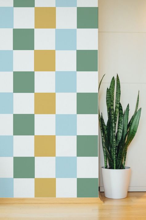 Choose your colors, choose your size! Create a checkerboard wall by just peeling and sticking these square decals to your wall! No paint, no mess! Checked Wall, Diy Checkerboard, Checkerboard Wall, Checkered Wall, Checkerboard Wallpaper, Not Wallpaper, Check Please, Color Checker, Kitchen Diy Makeover