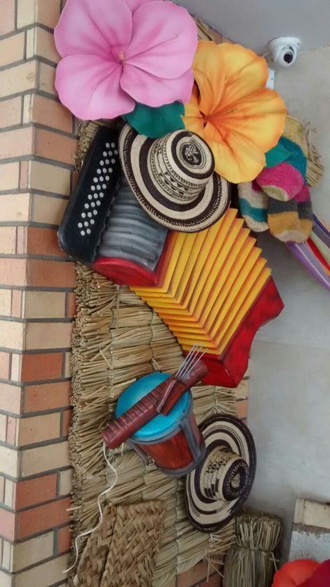 Panamanian Party Decorations, Colombia Bulletin Board Ideas, Colombia Party Decorations, Venezuela Theme Party, Colombian Party Decorations, Colombian Theme Party Decorations, Colombia Door Decoration, Colombia Theme Party, Colombian Party Theme