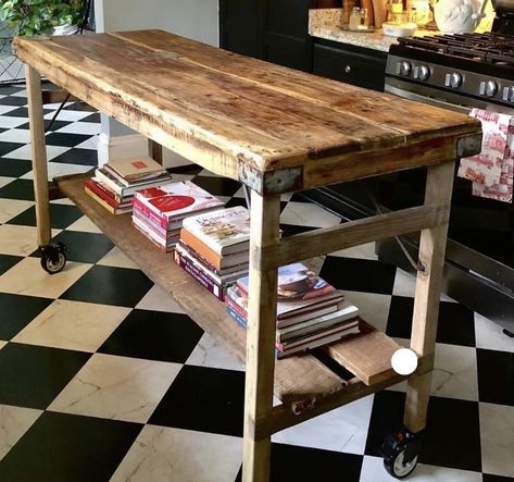 Wooden Island Kitchen, Kitchen Island On Casters, Kitchen Prep Table, Narrow Kitchen Island, Kitchen Work Tables, Kitchen Island On Wheels, Island Table, Narrow Kitchen, Rolling Kitchen Island