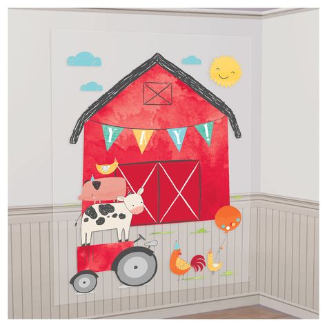 Barnyard Birthday Scene Setters Decorating Kit Farm Ville, Farm Party Decorations, Barnyard Birthday Party, Party Decoration Items, Farm Animal Party, Luau Party Decorations, Farm Animals Birthday Party, Baby Christmas Photos, Scene Setters