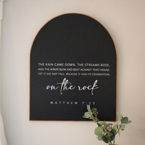 Mudroom Wall Decor, Matthew 7 25, Remodel Trailer, Wall Art Modern Farmhouse, Grace And Mercy, Scripture Wall Decor, Arched Wall, Wal Art, Salon Suites