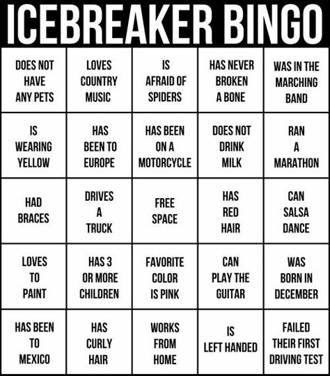 Bingo Card Template, Wedding Party Games, Team Building Games, Inspiring Books, Ice Breaker Games, Staff Meetings, Icebreakers, Building Games, Ice Breaker