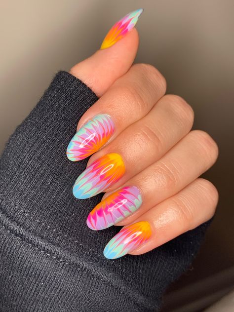 Pink Tie Dye Nails, Tie Dye Nail Art, Tye Dye Nails, Festival Nail Art, Best Nail Designs, Sunset Nails, Nail Designs Ideas, Nail Art Designs Images, Tie Dye Nails