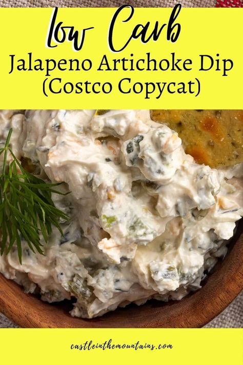 Jalapeno Artichoke Dip, Costco Copycat, Artichoke Jalapeno Dip, Jalapeno Dip Recipes, Carb Sides, Jalapeno Dip, Artichoke Dip Recipe, Artichoke Recipes, Appetizers Easy Finger Food