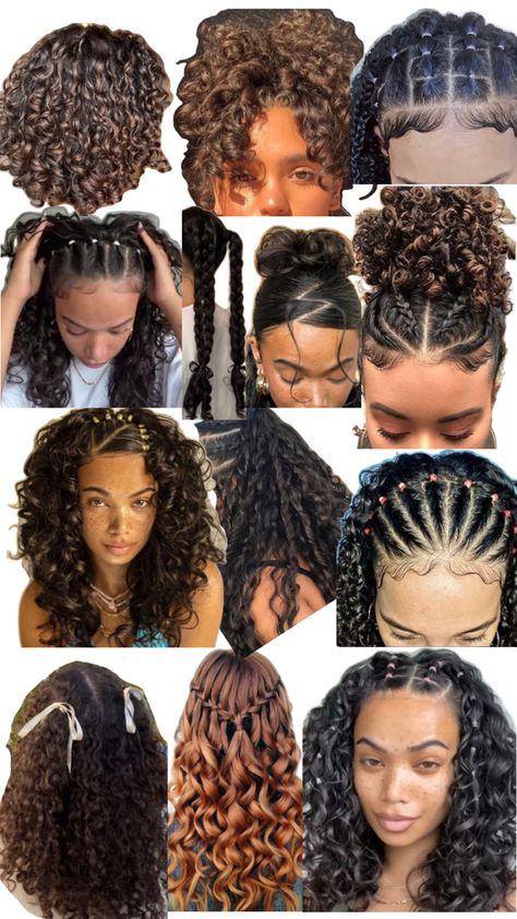 Curly Hair Advice, Curly Hair Inspo, Quick Curly Hairstyles, Curly Hair Care Routine, Highlights Curly Hair, Mixed Curly Hair, Easy Hairstyles For Thick Hair, Curly Hair Tutorial, Goddess Braids Hairstyles