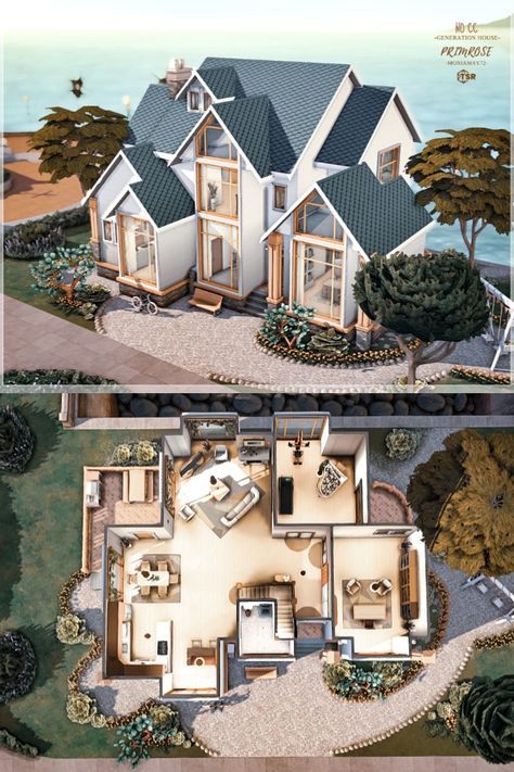 Sims 4 San Sequoia, San Sequoia, Sims 4 Family House, Sims 4 Houses Layout, Minimalist Bloxburg, The Sims 4 Lots, Sims Freeplay Houses, Die Sims 4, Sims 4 Family