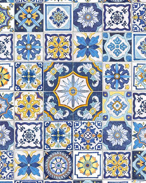 Mediterranean Escape - Tile Mosaics - White Hanging Ornaments From Ceiling, Mediterranean Wallpaper, Affordable Barndominium, Veneer Trolls, Mediterranean Tiles, Bedroom Decor Inspirations, Mediterranean Tile, Bar Bedroom, Tile Mosaics