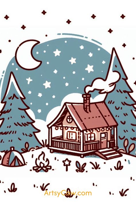 Need a burst of inspiration for cute winter drawings? Our easy Christmas art ideas will get your creative juices flowing. Find unique designs and quick tutorials on our site. Tap our link to explore fresh holiday drawing concepts. Save this pin to keep your winter art collection vibrant and playful. Winter Houses Drawings, Drawings For Christmas, Simple Christmas Doodles, Christmas Drawing Ideas Easy, Christmas Scene Drawing, Holiday Drawing, Christmas Drawing Ideas, Landscape Drawing Easy, Drawing Concepts