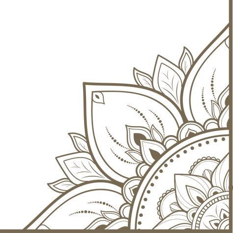 Frame Outline Design, Mandala Corner Designs, Floral Corner Border Design, Corner Mandala Design, Corner Designs Border, Border Corner Design, Corner Mandala, Border Pattern Design, Floral Corner Border