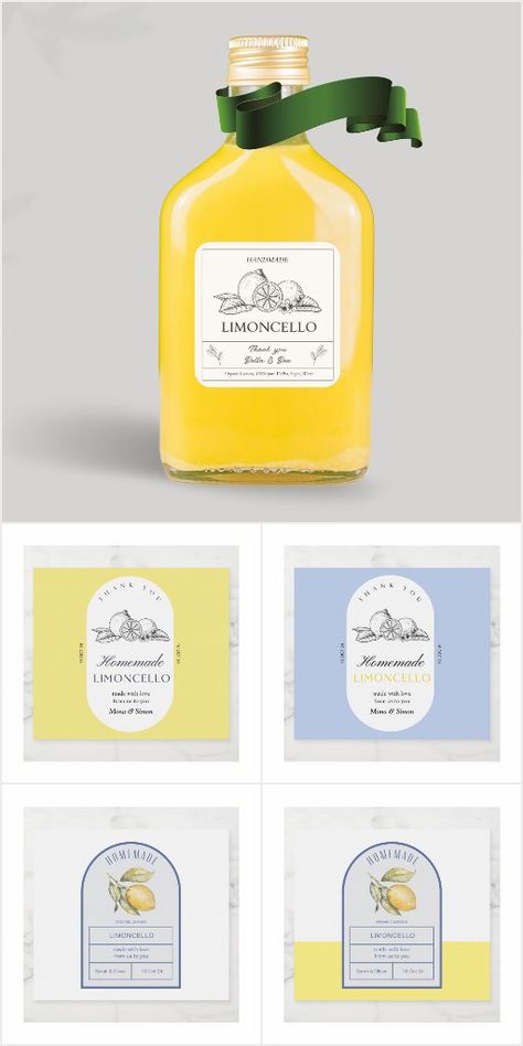 Limoncello Labels Printable Free, Limoncello Labels, Bottle Tags, Event Hosting, Bottle Labels, Liqueur, Label Design, Packaging Design, Party Invitations