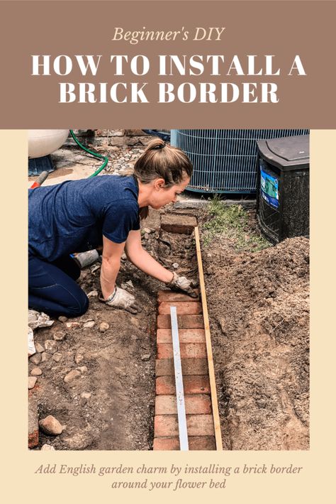 Reclaimed Brick Edging, Landscaping Bricks Edging, Flowerbed Border, How To Lay Brick, Brick Landscaping, Brick Flower Bed, Border Garden, Brick Ideas, Brick Border