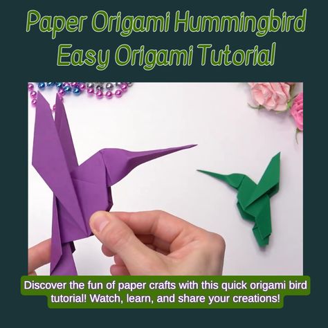 Origami Hummingbird, Origami Tutorial Easy, Paper Lanterns Diy, Origami And Quilling, Origami Bird, Paper Origami, Easy Paper Crafts Diy, Easy Origami, Paper Birds