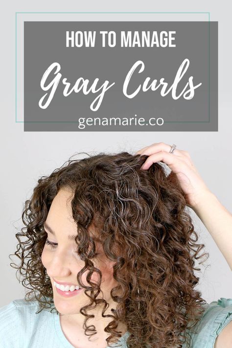 Is your hair starting to go gray in certain areas, or are you looking to transition to fully gray, natural hair? Today I’m sharing tips for taking care of gray curly hair, some of the common causes, and how to hide gray hairs if you’re not wanting to embrace them. I am 28 years old, and already starting to get gray hairs. I started seeing random grays pop in when I was about 25 years old, and now they’ve become more populated in one area near my temples and just now started pop Curly Hair Going Grey, Curly Hair Gray Highlights, Best Products For Gray Curly Hair, Gray Hair Care Tips, Grey Curly Hair Natural Curls, Gray Curly Hair Natural Curls, Going Grey Transition Tips, Curly Hair Transition, Curly Grey Hair Natural Curls