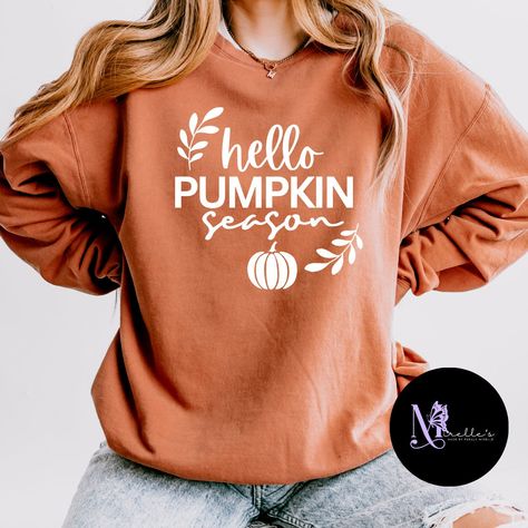 Fall Hoodies Vinyl, Custom Text Crew Neck T-shirt For Fall, Fall Crew Neck Sweatshirt With Text Print, Cozy Fall Holiday Sweatshirt, Cozy Text Print Sweatshirt For Fall, Fall Hoodies, Comfort Colors Sweatshirt, Fall Sweatshirt, Fall Shirts