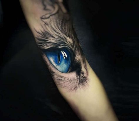 Tattoo photo - Blue Eye tattoo by Daniel Bedoya Tiger Blue Eyes Tattoo, Cat Eyes Tattoo, Cat Eye Tattoo, Wolf Eye Tattoo, Kurt Tattoo, Cat Eye Tattoos, Eye Tattoo Meaning, Animals Eyes, Realistic Eye Tattoo