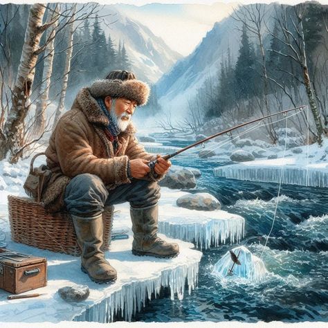 #aigenerated 🎨Prompt: A watercolor painting of an Asian man ice fishing in a mountain stream. #art #aigenerated #artist #artwork #artistsoninstagram #digitalart #mehappybee #chiangmaithailand Dolphin Wall Art, Asian Man, Mountain Stream, Chiang Mai Thailand, Ice Fishing, Artist Artwork, Asian Men, Dolphins, Watercolor Painting