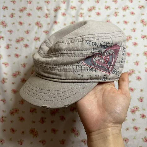 adorable y2k early 2000s roxy hat <3 cute add on to... - Depop 2000s Fashion Accessories, 2000s Hats, 2000s Hat, Hardcore Outfits, Roxy Clothing, Y2k Hats, 2000s Accessories, Y2k Hat, Hat Aesthetic