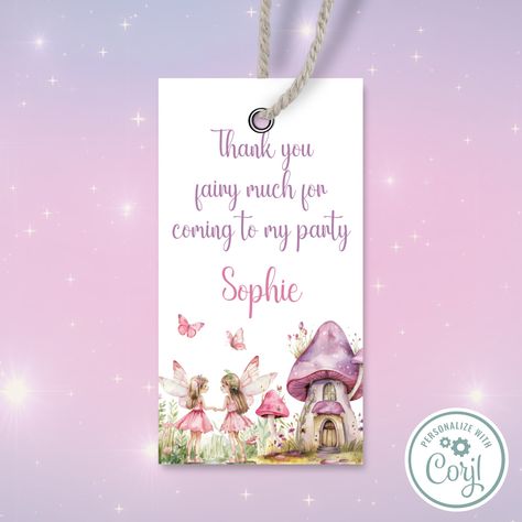 Editable Fairy Thank You Fairy Much Tag, Fairy Party Favor Tag, Birthday Label Gift Tag, Magical Fairy Garden Enchanted Forest IN0048 by DigitalPartyClub on Etsy Free Pixie Dust Gift Tags, Dessert Table Signs Birthday Fairy, Garden Enchanted, Thank You Fairy Much Printable, Princess Thank You Tags, Mermaid Thank You Tags, Fairy Party Favors, Magical Fairy Garden, Birthday Labels