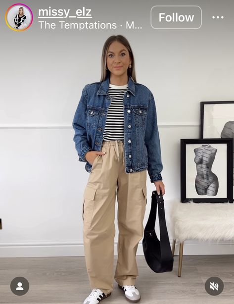 Ootd Pantalon Beige, Bogota Outfits, Cargo Outfits Women, Long Flight Outfit, Fall Fashion Trends Casual, Sporty Mom, Samba Adidas, Flight Outfit, Jean Beige