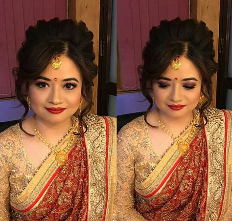 #nepali #wedding #tradition #nepal #marriage #bride #makeup #simple #saree #dress Nepali Wedding Hairstyles, Nepali Wedding Saree, Nepali Saree, Nepali Bride Dresses, Nepali Bride Hairstyle, Nepali Makeup Looks, Nepal Wedding, Nepali Fashion, Saree Simple