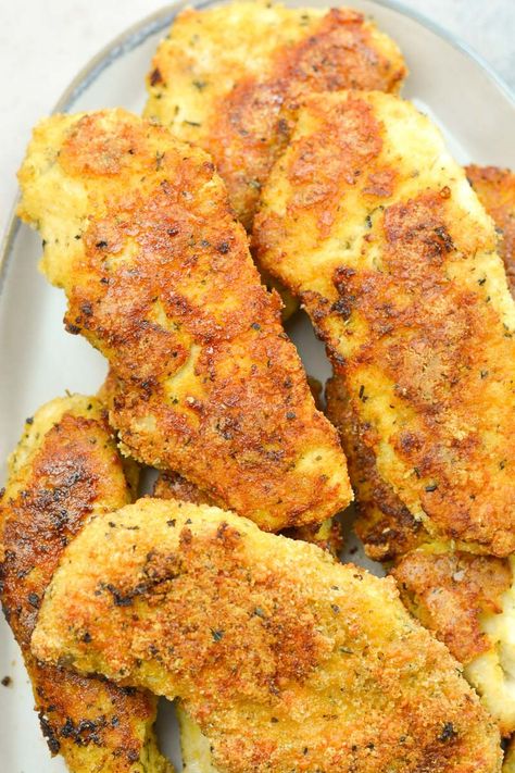 Easy Keto Chicken Tenders (baked or air fryer) - Maebells Keto Chicken Tenders, The Best Keto Recipes, Recipe Air Fryer, Braised Chicken Breast, Chicken Tenders Recipe, Keto Fried Chicken, Best Keto Recipes, Chicken Tenderloin Recipes, Healthy Baked Chicken