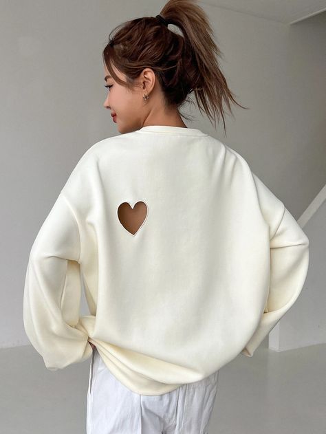 DAZYHeart Cut Out Drop Shoulder Sweatshirt | SHEIN UK Kpop Heart, Drop Shoulder Sweatshirt, Evening Mini Dresses, Diy Sweatshirt, Heart Cut Out, Concept Clothing, Dropped Shoulder Sweatshirt, Pattern Sweater, Hoodie Design