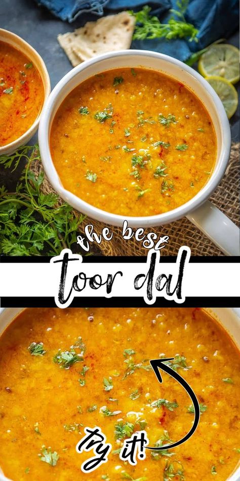 Toor Dal also is known as Arhar Dal, Peeli Dal or Yellow Dal is a lentil preparation which is a must-have in most Indian households! Daal Recipe Indian, Toor Dal Recipe, Yellow Dal, Bland Meals, Bean Soups, Dhal Recipe, Dal Fry, Toor Dal, Pakistani Recipes