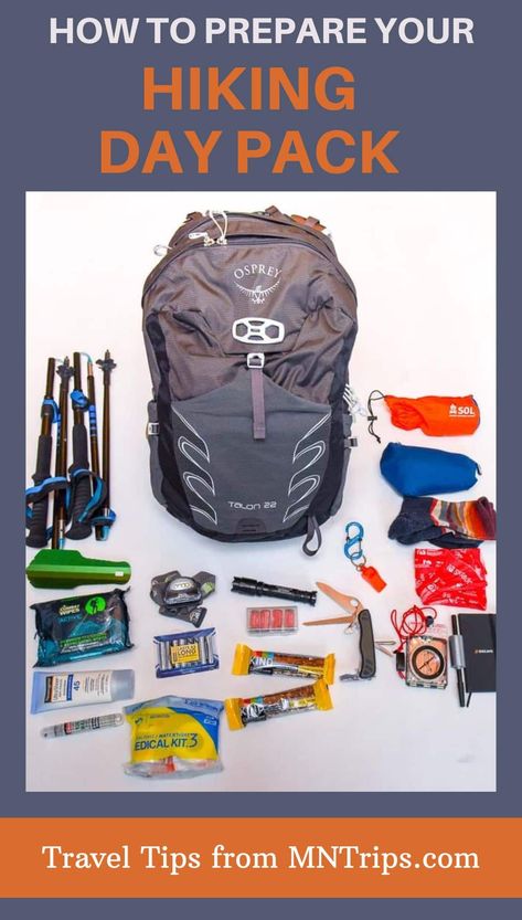 How to prepare your hiking day pack Hiking Hacks, Hiking Packing List, Hiking Day Pack, Minnesota Travel, Day Hiking, Gear List, Hiking Pack, Hiking Essentials, Weekend Travel