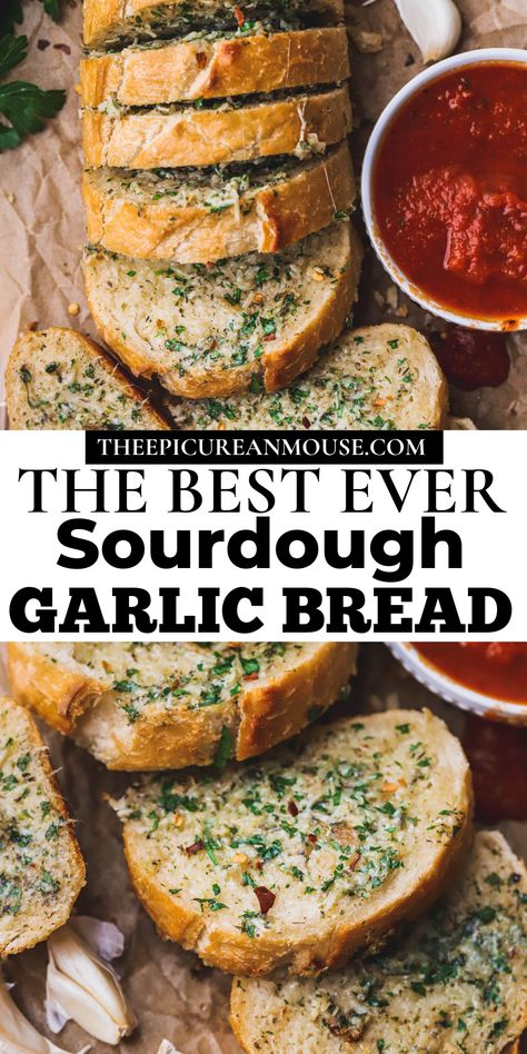 Sourdough Garlic Bread, Specialty Breads, Recipe Using Sourdough Starter, Sourdough Starter Discard Recipe, Homemade Sourdough Bread, Bread Starter, Sourdough Starter Recipe, Garlic Bread Recipe, Sourdough Baking