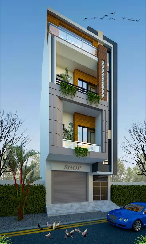 20 Fit Front Elevation Home, Business House, Morden House, Db Logo, Modern Bungalow House Design, Apartments Exterior, Commercial Design Exterior, Modern Minimalist House, House Outer Design