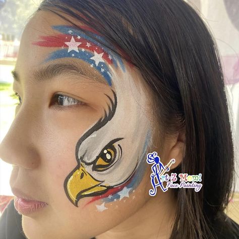 Bald Eagle Face Paint, Veterans Day Face Paint, Face Painting Ideas For Kids 4th Of July, Eagle Face Paint, Patriotic Face Paint, Fourth Of July Face Paint, 4th Of July Face Paint, Dragon Face Painting, Face Painting Unicorn