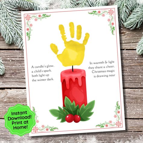 Create a heartwarming holiday keepsake with this Christmas Candle Handprint Craft with poem. Create year after year to watch your child grow. A unique and sentimental gift giving idea. This is also a great resource for teachers as a daycare, preschool, kindergarten or homeschool Holiday activity! Instant Download. You will receive 3 different sizes: (1) 8x10 inch PDF File (1) 8.5x11 inch PDF File (1) A4 PDF File Print as many as you need! This print is not customizable. This is a Digital File - Kids Hand Christmas Crafts, Infant Room Christmas Crafts, Christmas Projects Toddlers, Preschool Christmas Handprints, Christmas Decor For Daycare Room, Preschool Christmas Craft Gifts, Christmas Crafts For Kids For Gifts, Christmas Themes For Preschool, Candle Craft Preschool