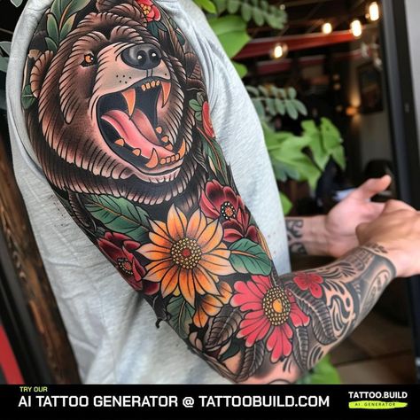 Traditional Bear Tattoo, Bear Tattoo Ideas, Bear Tattoo Meaning, Jaguar Tattoo, Vintage Tattoo Art, Bear Tattoo Designs, American Traditional Tattoo Ideas, Traditional Tattoo Ideas, Mommy Tattoos