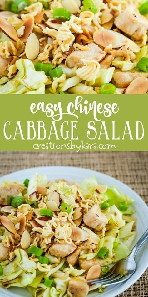 Cabbage Top Ramen Salad, Chinese Cabbage Salad With Ramen, Cabbage Ramen Noodle Salad, Ramen Cabbage Salad, Chinese Chicken Salad Dressing, Chinese Cabbage Salad, Salad Cabbage, Asian Ramen Salad, Salad Caprese