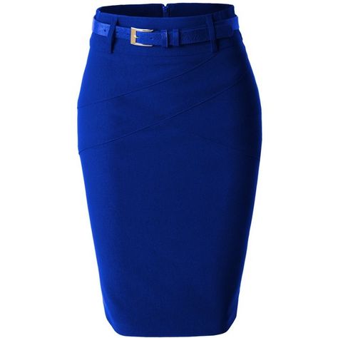 LE3NO Womens Fitted High Waisted Midi Skirt with Faux Leather Belt ($20) ❤ liked on Polyvore featuring skirts, high waisted midi skirt, blue midi skirt, fitted midi skirt, high-waist skirt и blue high waisted skirt Club Skirts, Wife Clothes, Fitted Midi Skirt, Blue Midi Skirt, Business Skirt, Mid Calf Skirt, Calf Length Skirts, Fashion To Figure, Patterned Jeans